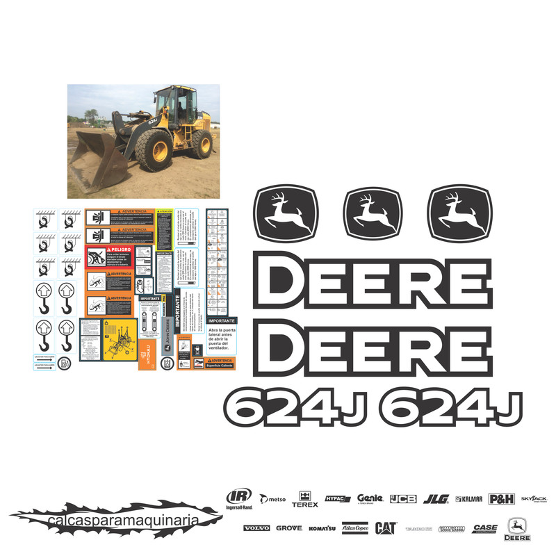 JUEGO DE CALCAS DE RESTAURACION PARA JOHN DEERE 624J NVO