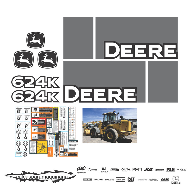 JUEGO DE CALCAS DE RESTAURACION PARA JOHN DEERE 624K NVO