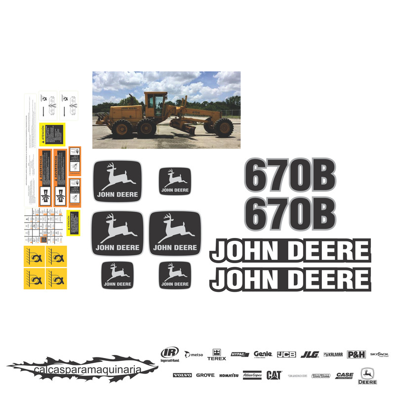 JUEGO DE CALCAS DE RESTAURACION PARA JOHN DEERE 670B VJO