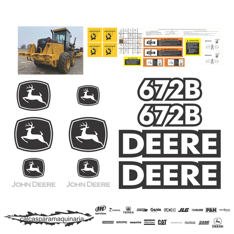 JUEGO DE CALCAS DE RESTAURACION PARA JOHN DEERE 672B NVO