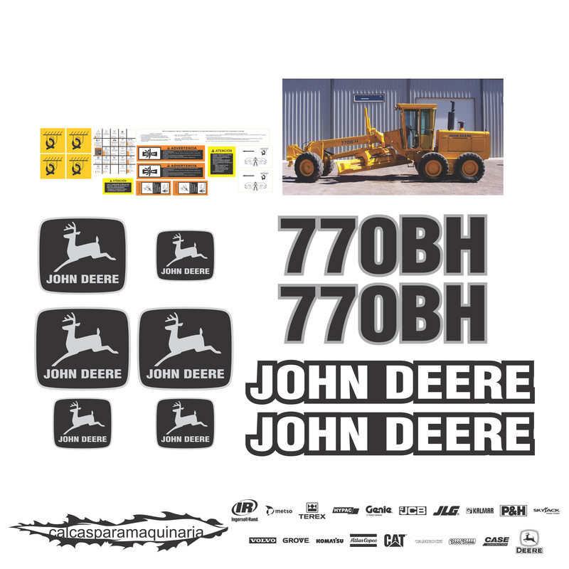 JUEGO DE CALCAS DE RESTAURACION PARA JOHN DEERE 770BH VJO