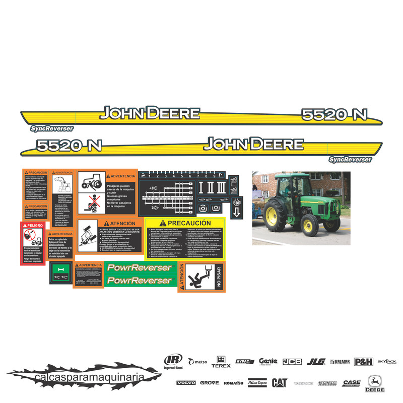 JUEGO DE CALCAS DE RESTAURACION PARA JOHN DEERE 5520N