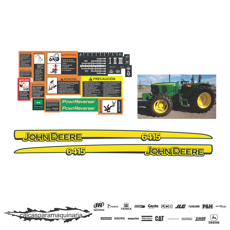 JUEGO DE CALCAS DE RESTAURACION PARA JOHN DEERE 6415