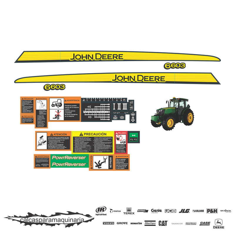 JUEGO DE CALCAS DE RESTAURACION PARA JOHN DEERE 6603