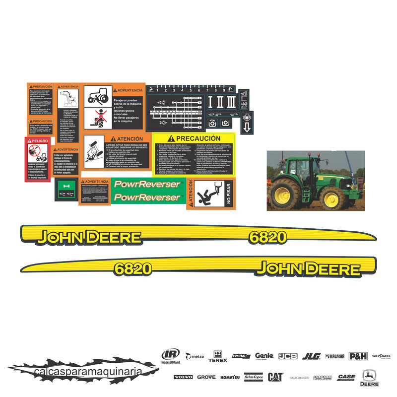 JUEGO DE CALCAS DE RESTAURACION PARA JOHN DEERE 6820