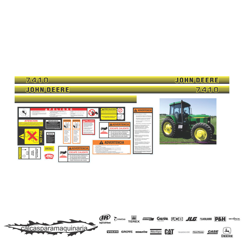 JUEGO DE CALCAS DE RESTAURACION PARA JOHN DEERE 7410