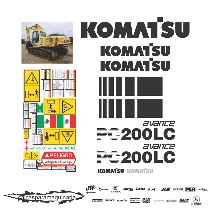 JUEGO DE CALCAS DE RESTAURACION PARA KOMATSU PC200LC-6 AVANCE