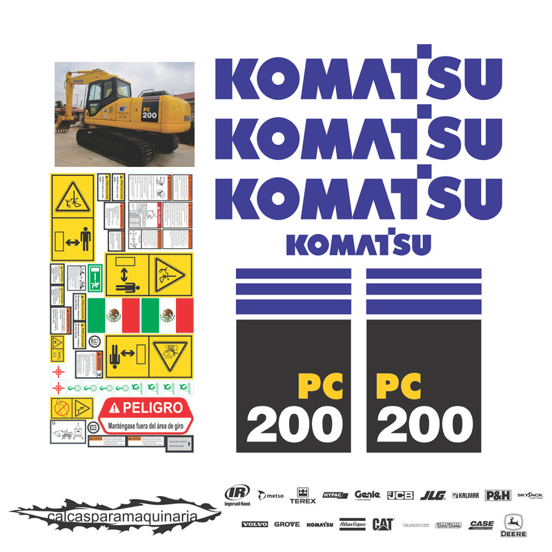 JUEGO DE CALCAS DE RESTAURACION PARA KOMATSU PC200-7