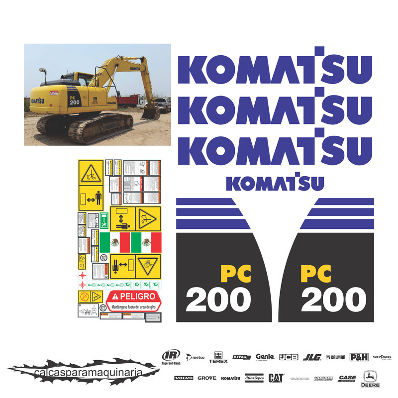 JUEGO DE CALCAS DE RESTAURACION PARA KOMATSU PC200-8