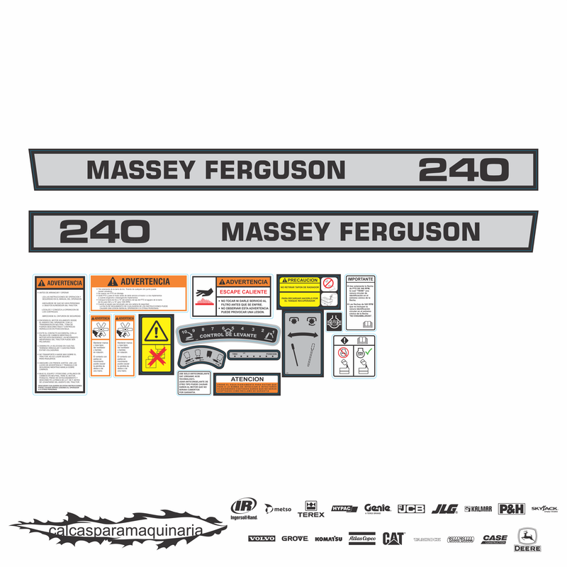 JUEGO DE CALCAS DE RESTAURACION PARA MASSEY FERGUSON 240