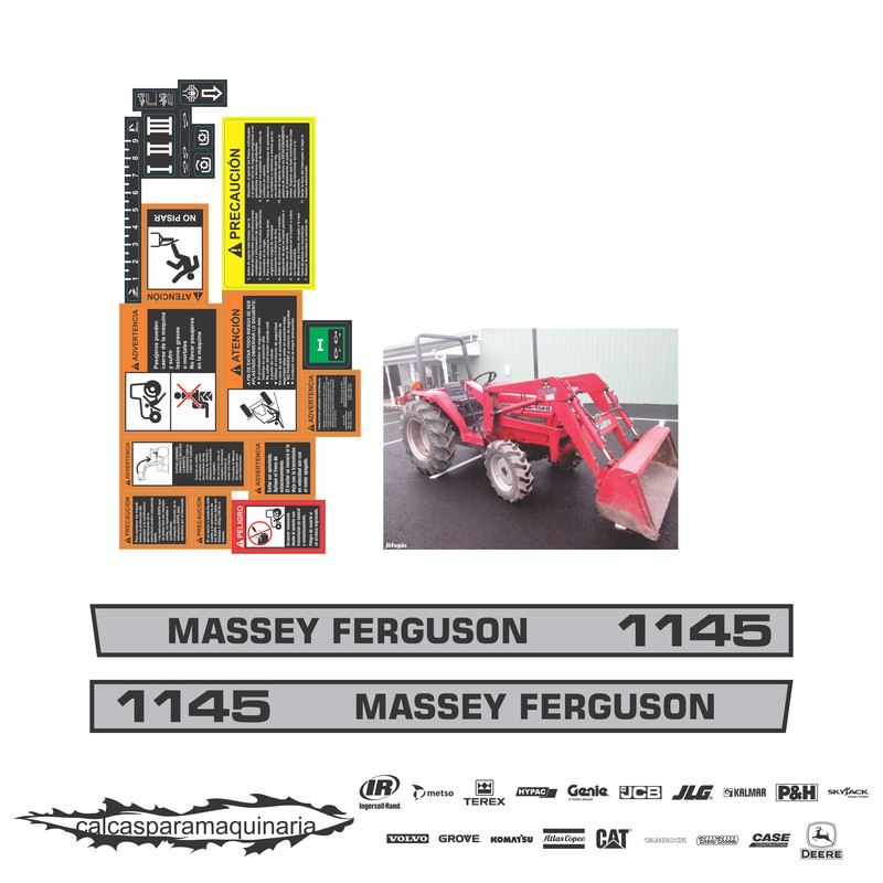 JUEGO DE CALCAS DE RESTAURACION PARA MASSEY FERGUSON 1145