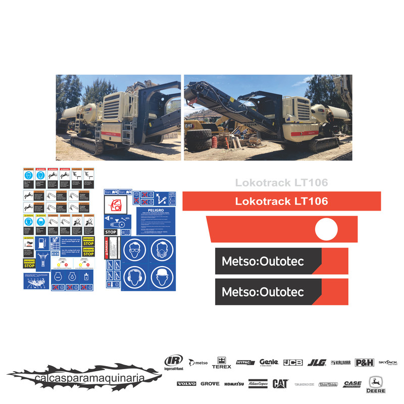 JUEGO DE CALCAS DE RESTAURACION PARA NORDBERG LOKOTRACK LT106