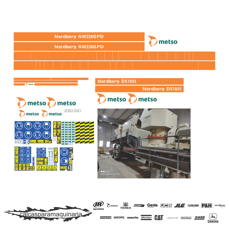 JUEGO DE CALCAS DE RESTAURACION PARA NORDBERG LOKOTRACK NW220GPD