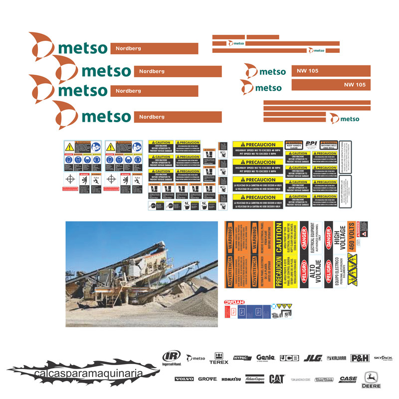 JUEGO DE CALCAS DE RESTAURACION PARA NORDBERG LOKOTRACK NW105