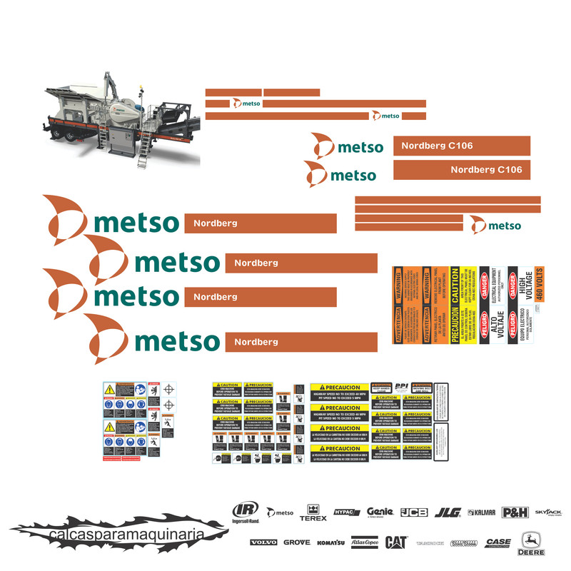 JUEGO DE CALCAS DE RESTAURACION PARA NORDBERG LOKOTRACK NW110