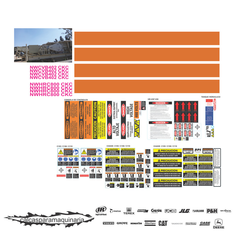 JUEGO DE CALCAS DE RESTAURACION PARA NORDBERG LOKOTRACK CHASIS ESPECIAL