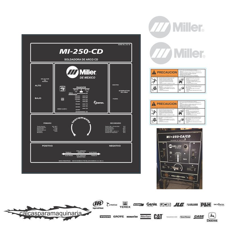 JUEGO DE CALCAS DE RESTAURACION PARA MILLER MI250CACD