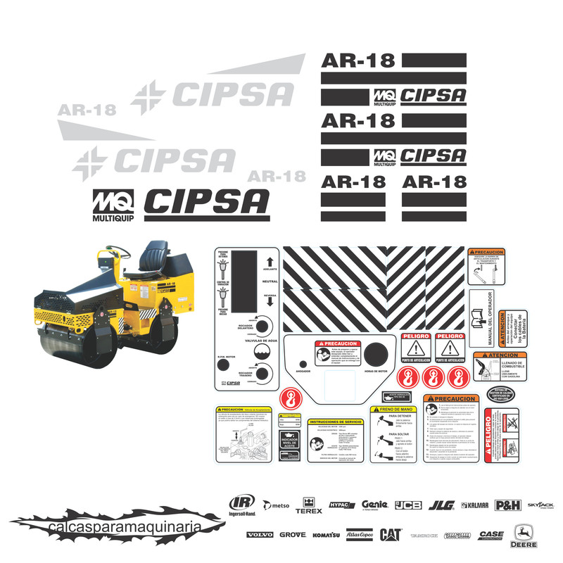 JUEGO DE CALCAS DE RESTAURACION PARA MULTIQUIP CIPSA AR18
