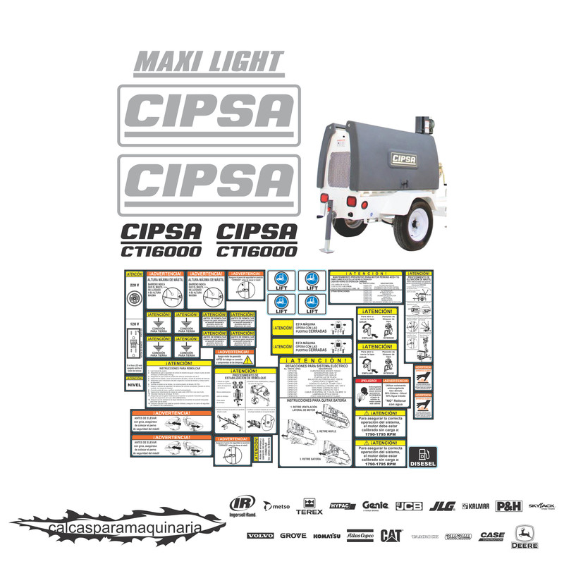 JUEGO DE CALCAS DE RESTAURACION PARA MULTIQUIP CIPSA CTI6000