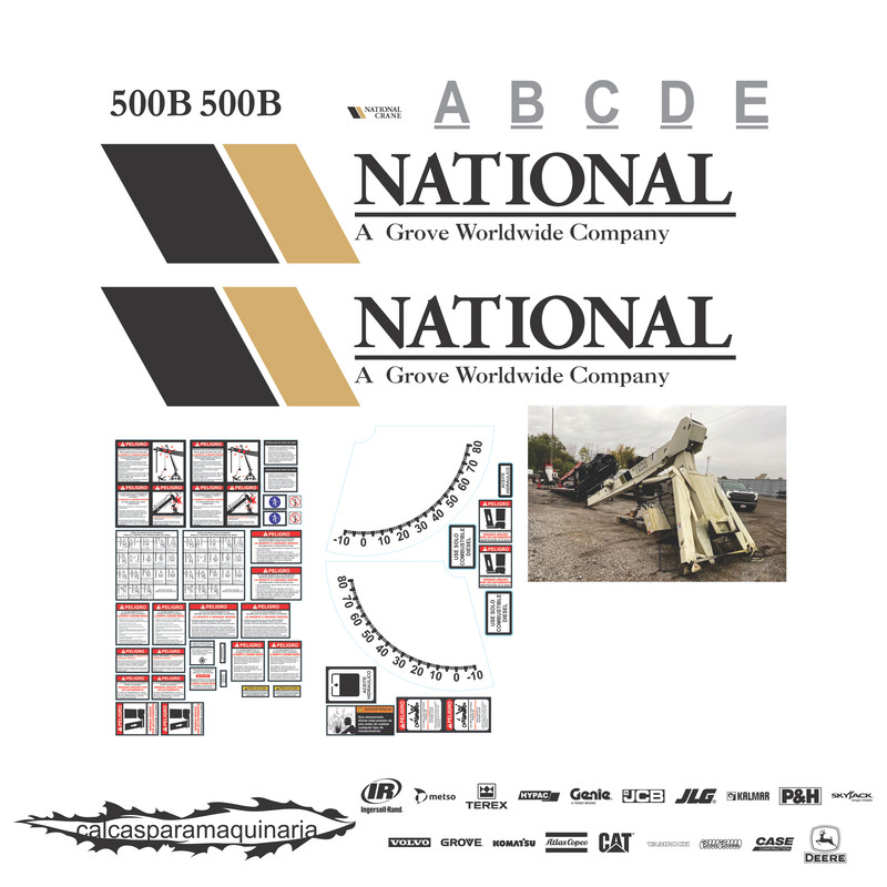 JUEGO DE CALCAS DE RESTAURACION PARA NATIONAL CRANE 500B VJO