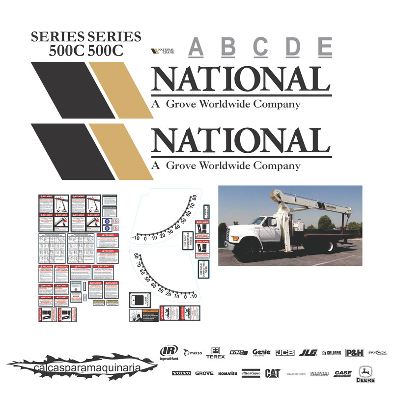 JUEGO DE CALCAS DE RESTAURACION PARA NATIONAL CRANE 500C VJO