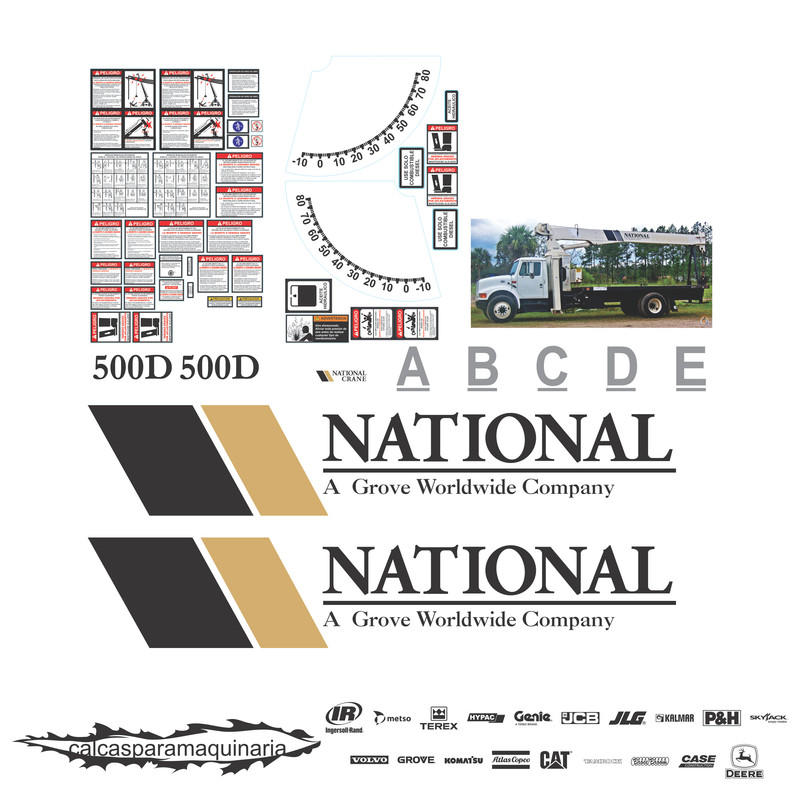JUEGO DE CALCAS DE RESTAURACION PARA NATIONAL CRANE 500D VJO