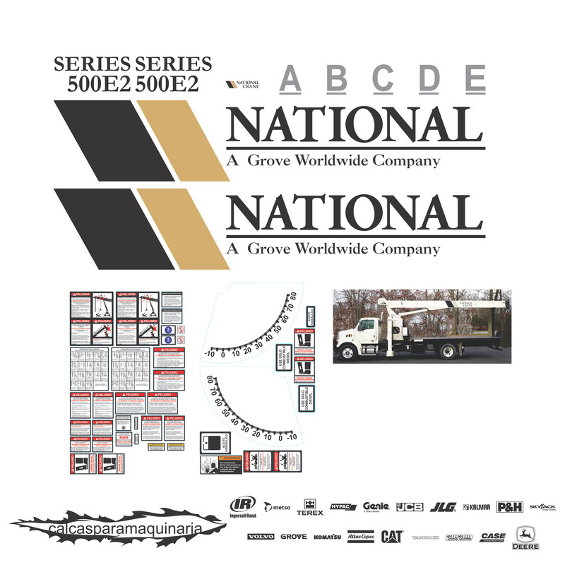 JUEGO DE CALCAS DE RESTAURACION PARA NATIONAL CRANE 500E2 VJO 