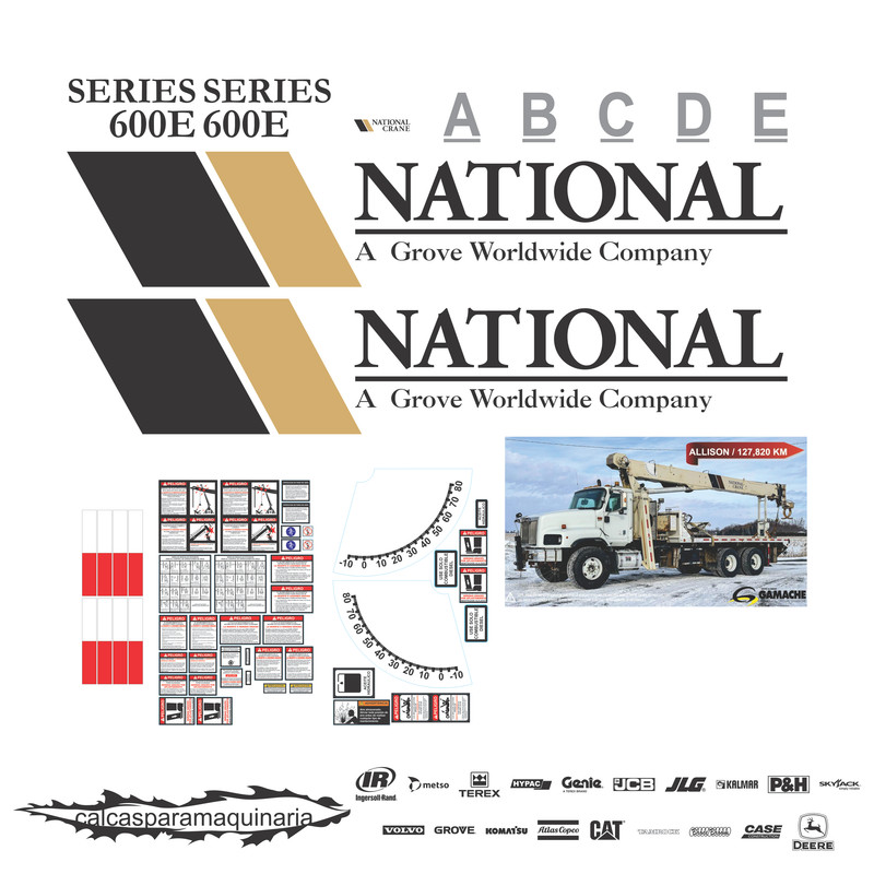 JUEGO DE CALCAS DE RESTAURACION PARA NATIONAL CRANE 600E VJO