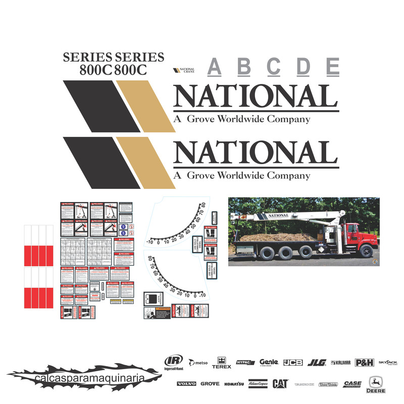 JUEGO DE CALCAS DE RESTAURACION PARA NATIONAL CRANE 800C VJO