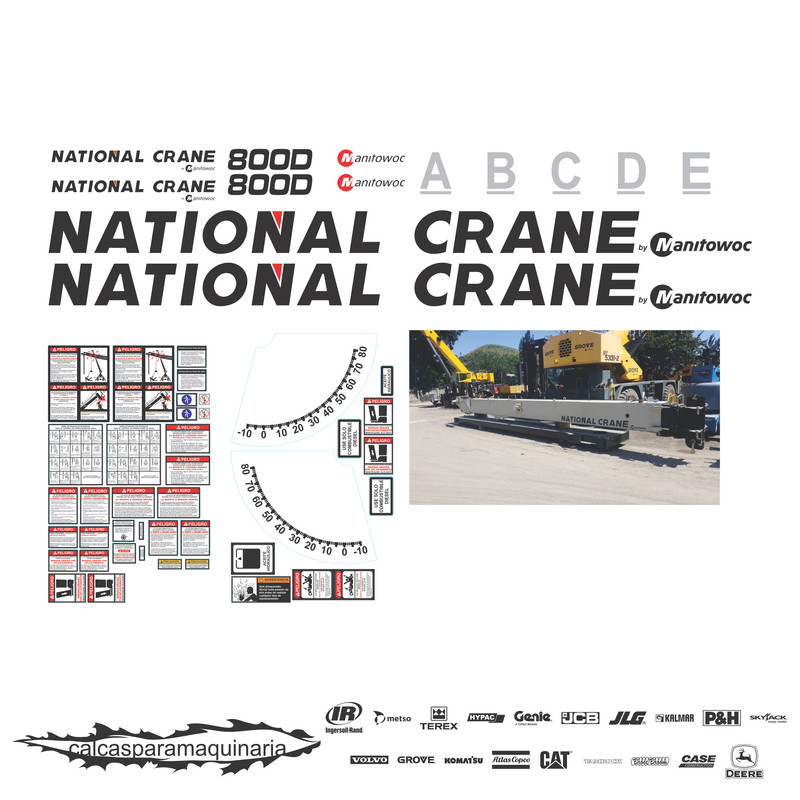 JUEGO DE CALCAS DE RESTAURACION PARA NATIONAL CRANE 800D NVO