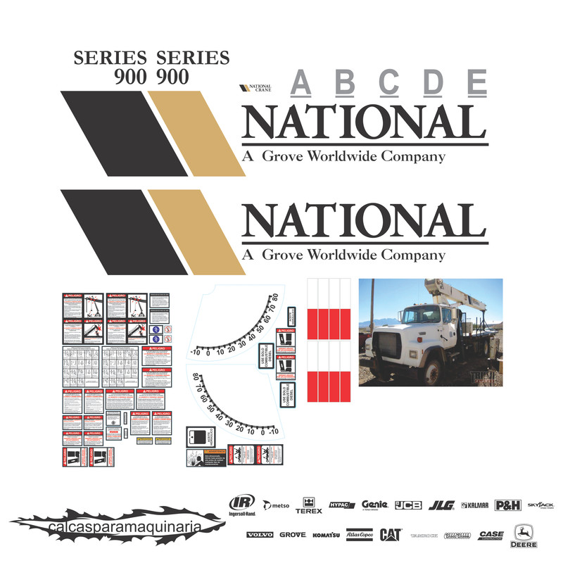 JUEGO DE CALCAS DE RESTAURACION PARA NATIONAL CRANE 900 SERIES VJO