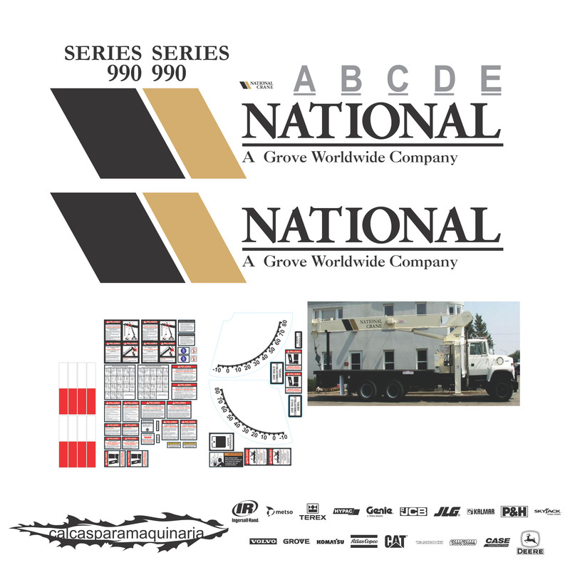JUEGO DE CALCAS DE RESTAURACION PARA NATIONAL CRANE 990 SERIES