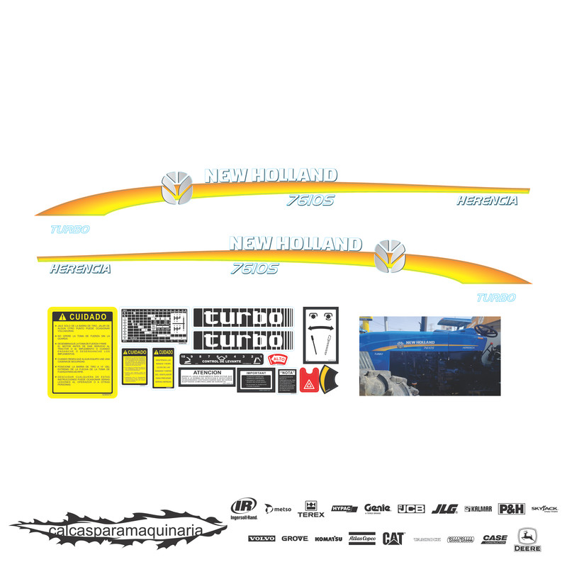 JUEGO DE CALCAS DE RESTAURACION PARA NEW HOLLAND 7610S HERENCIA