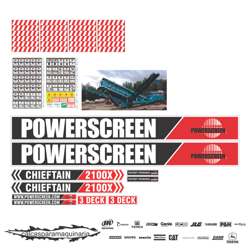 JUEGO DE CALCAS DE RESTAURACION PARA POWER SCREEN 2100X