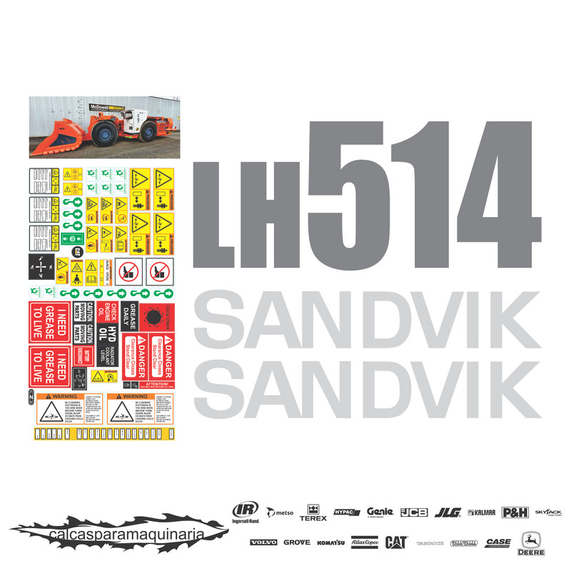 JUEGO DE CALCAS DE RESTAURACION PARA SANDVIK LH514