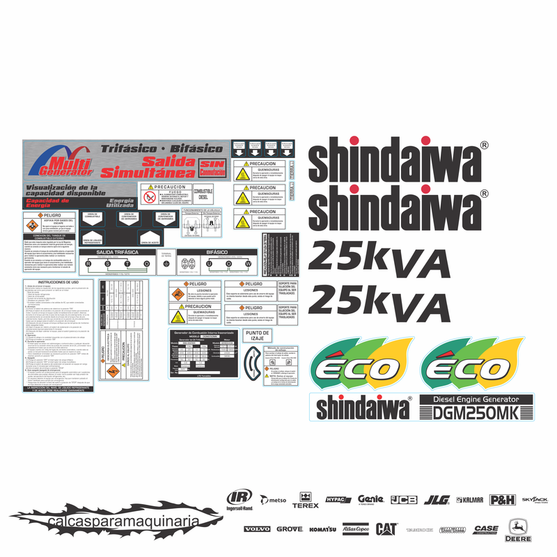 JUEGO DE CALCAS DE RESTAURACION PARA SHINDAIWA DGM25KVA
