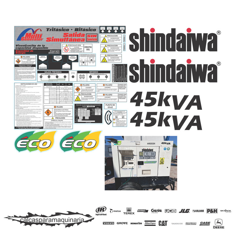 JUEGO DE CALCAS DE RESTAURACION PARA SHINDAIWA DGM45KVA 