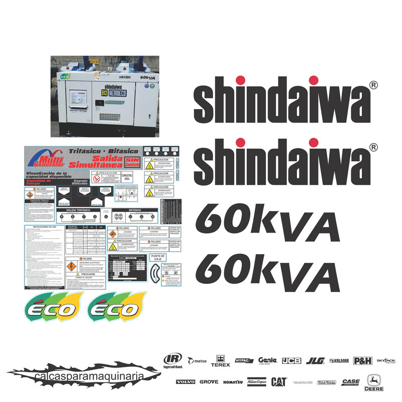 JUEGO DE CALCAS DE RESTAURACION PARA SHINDAIWA DGM60KVA