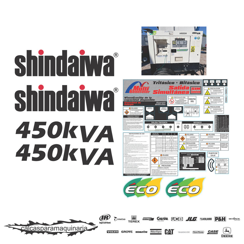JUEGO DE CALCAS DE RESTAURACION PARA SHINDAIWA DGM450KVA