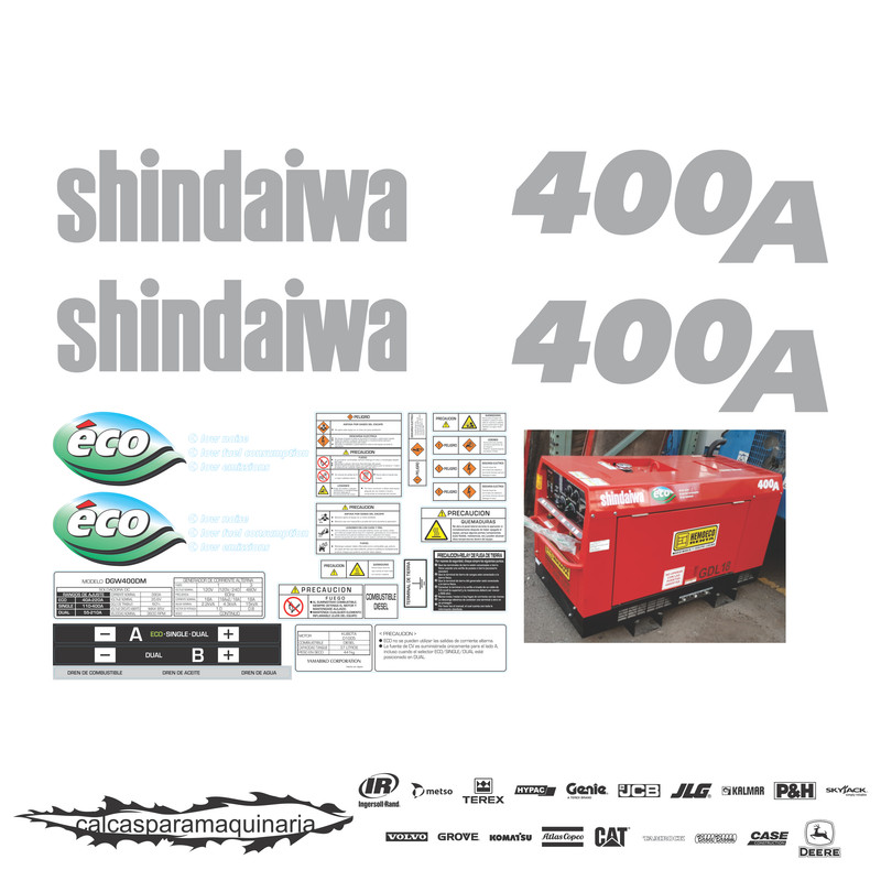 JUEGO DE CALCAS DE RESTAURACION PARA SHINDAIWA DGW400ADM NVO EQUIPO ROJO
