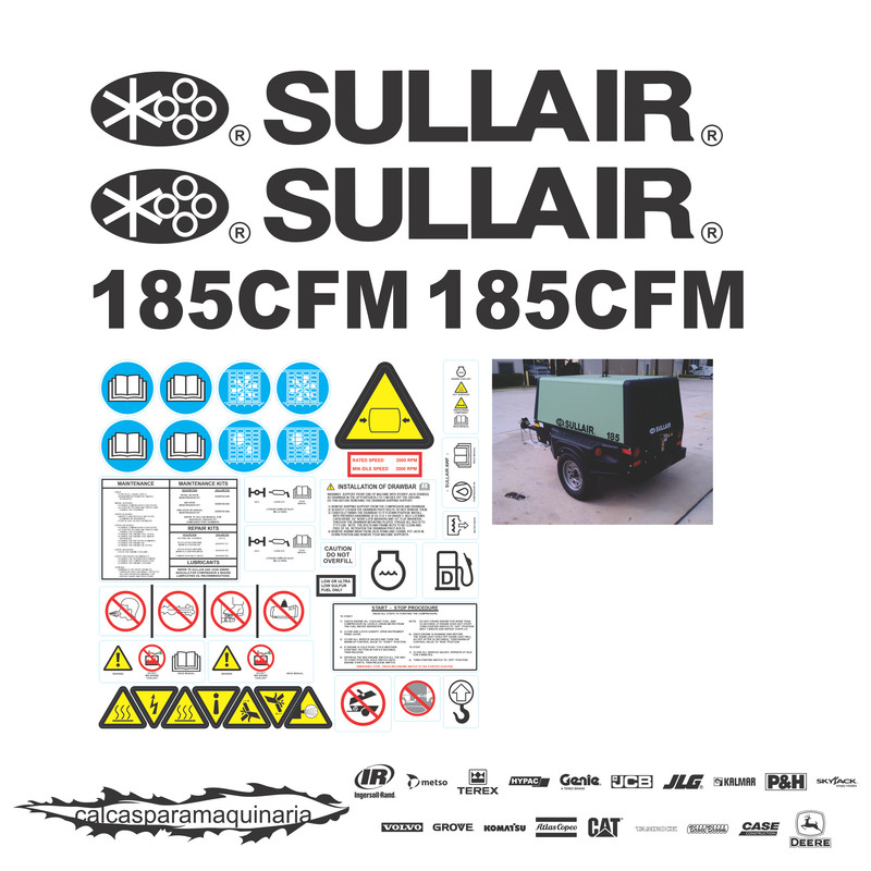JUEGO DE CALCAS DE RESTAURACION PARA SULLAIR 185CFM