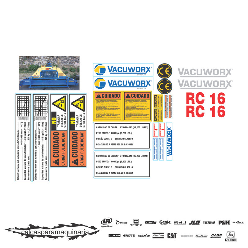 JUEGO DE CALCAS DE RESTAURACION PARA VACUWORX RC16