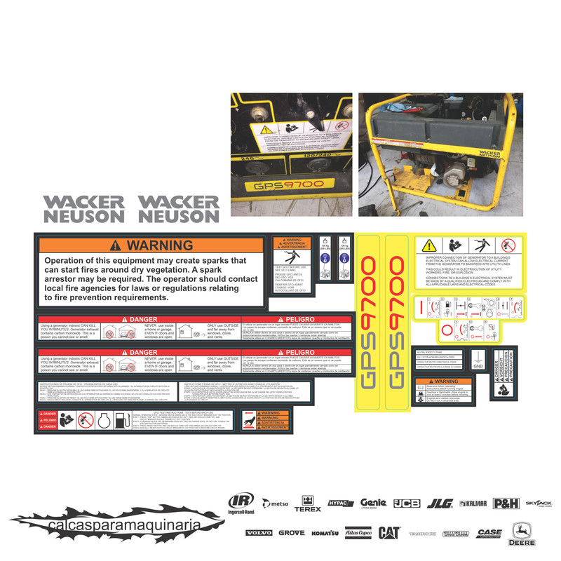 JUEGO DE CALCAS DE RESTAURACION PARA WACKER GPS9700