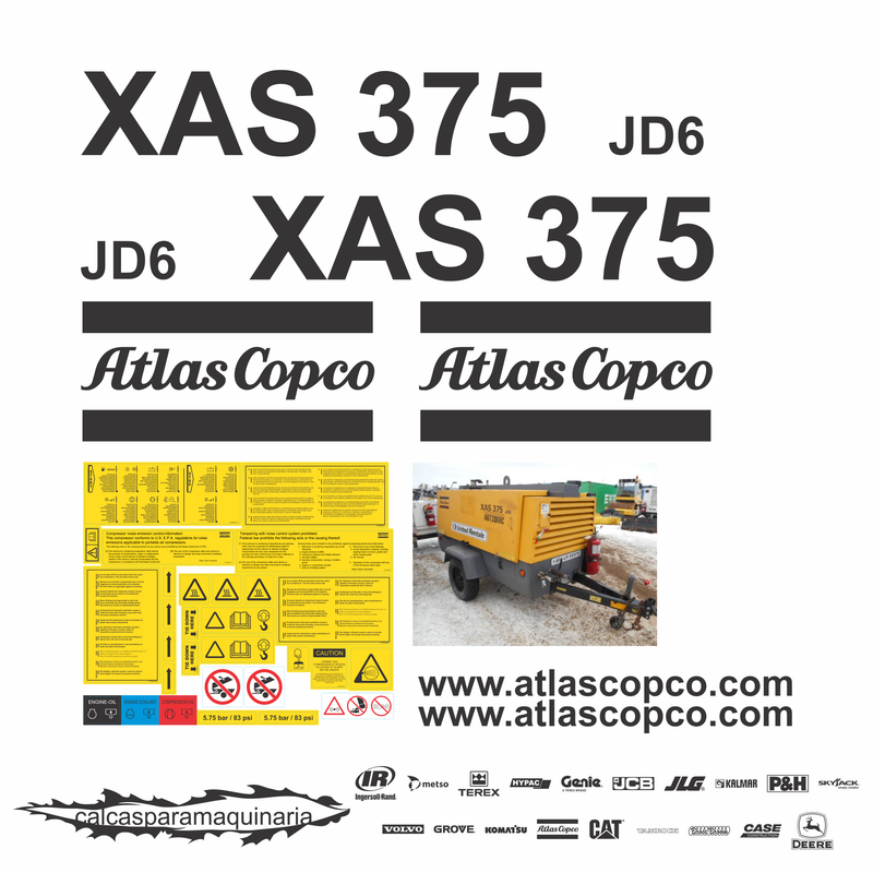 JUEGO DE CALCAS DE RESTAURACION PARA ATLAS COPCO XAS 375 JD6