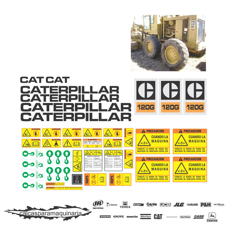 JUEGO DE CALCAS DE RESTAURACION PARA CAT 120G ANTI
