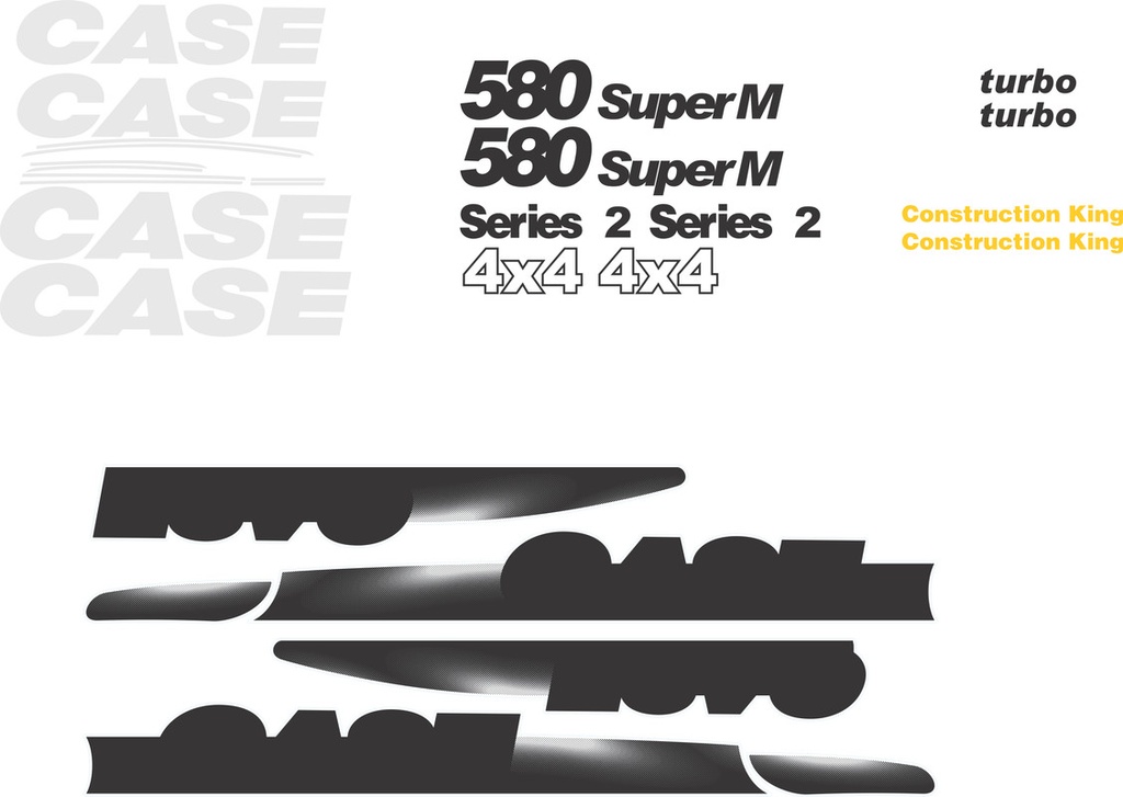 JUEGO DE CALCAS DE RESTAURACIÓN PARA CASE 580 SUPER M SERIE 2 +4mm impresion