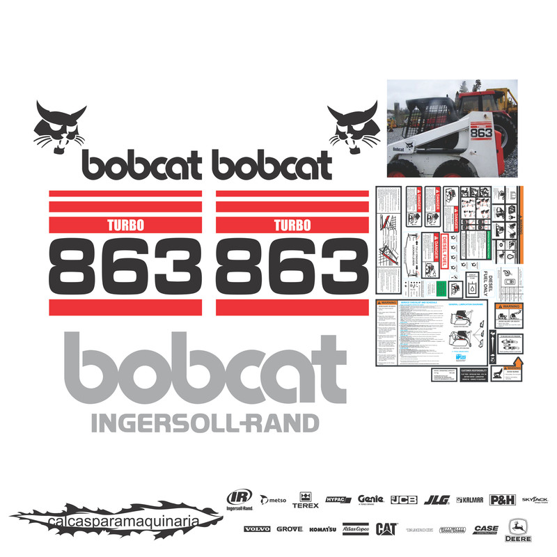 JUEGO DE CALCAS DE RESTAURACION PARA BOBCAT 863 TURBOSG