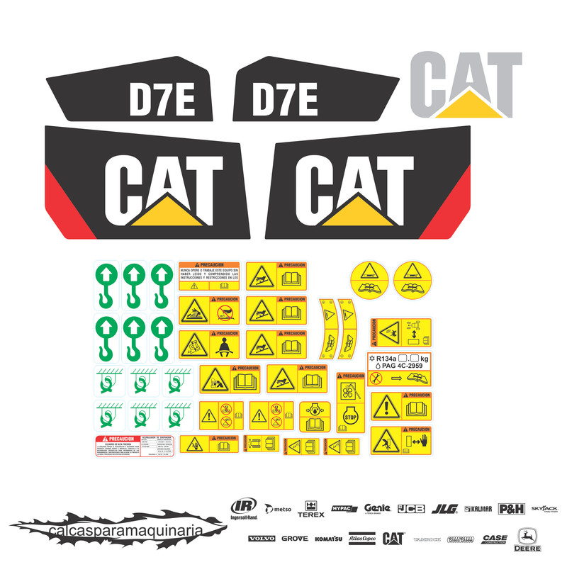 JUEGO DE CALCAS DE RESTAURACION PARA CAT D7E VJO CON PROTEC