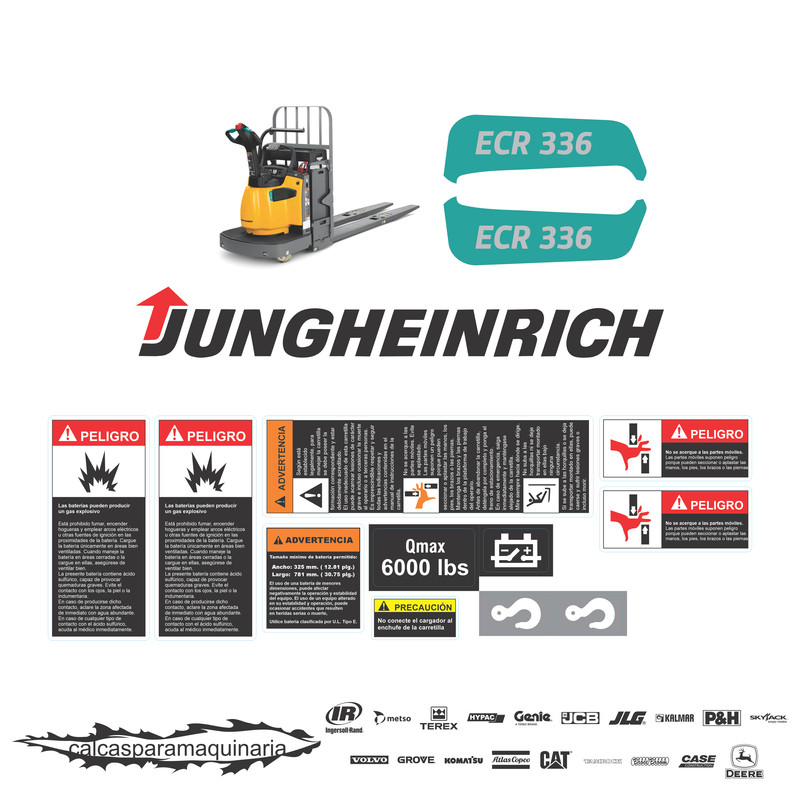 JUEGO DE CALCAS DE RESTAURACION PARA JUNGHEINRICH ECR336 NVO