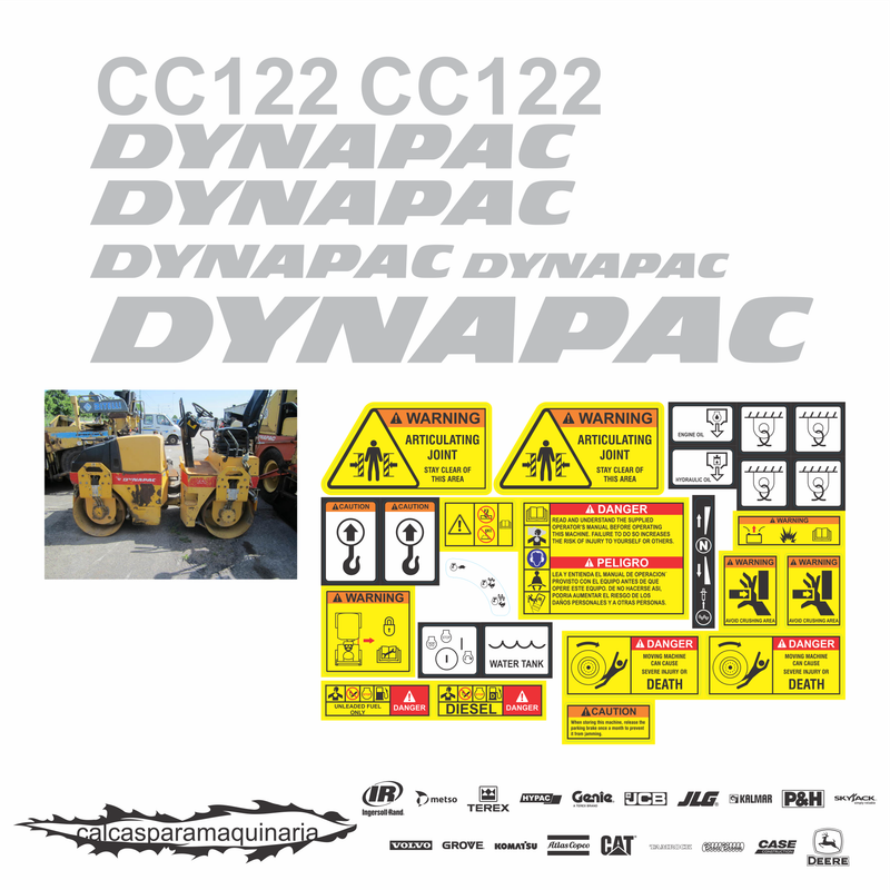 JUEGO DE CALCAS DE RESTAURACION PARA DYNAPAC CC122